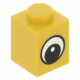 LEGO kocka 1x1 szem mintával, sárga (88394)